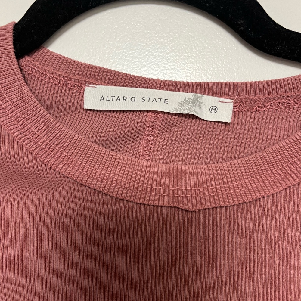 Altar'd State Pink Ribbed Top - Picture 2 of 2